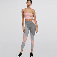 Open-back striped sports bra