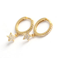 Women's Sterling Silver Needle Geometric Stars Diamond Personalized Earrings