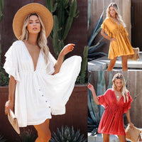 Fashion Casual Beach Vacation Style Sexy Loose Backless Dress