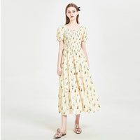 High-end Gentle French Square Collar Temperament Vacation Elegant Dress Trendy