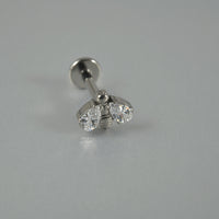 G23 Titanium Personality Straight Rod Flat Bottom Labret Inlaid Zircon Bee Labret Ear Studs Tongue Pin DIY Piercing Earrings