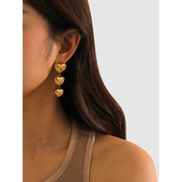 18K Gold Stainless Steel Heart-shaped Pendant Earrings With Diamond