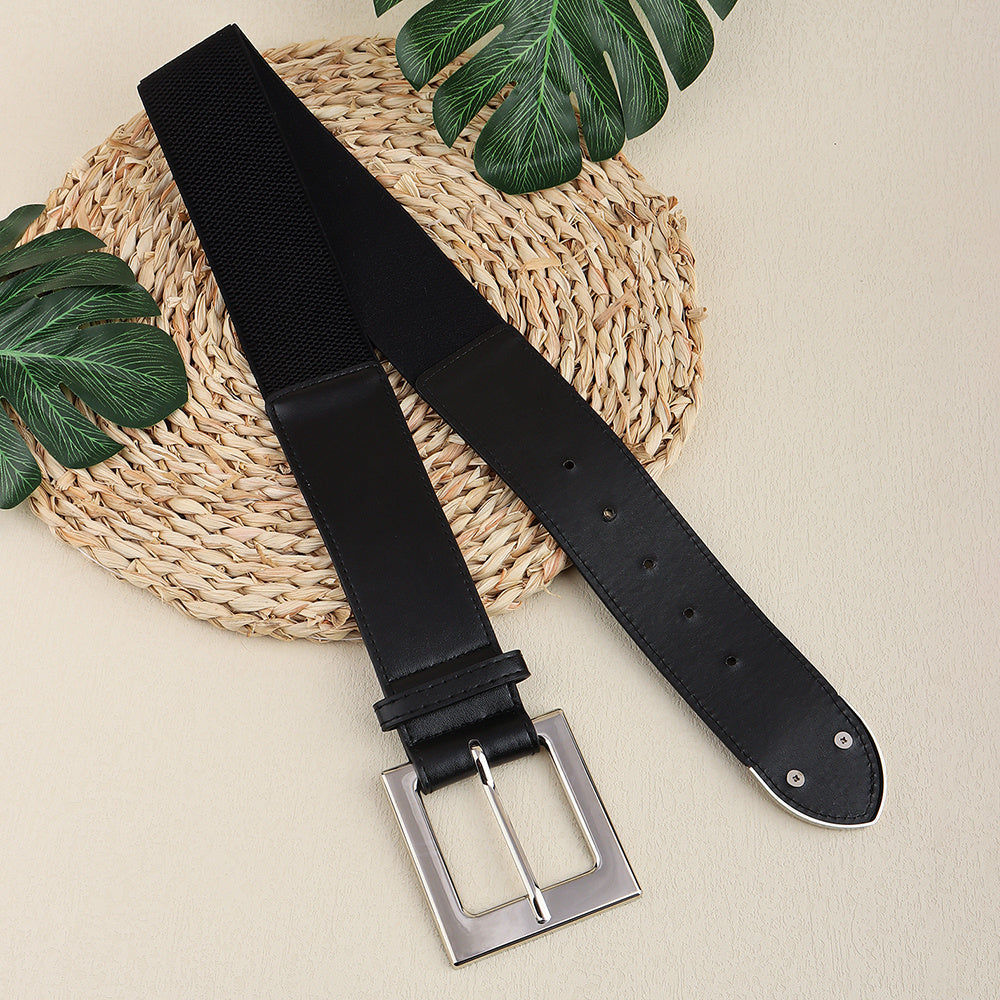 Black Belt Women's Elastic Elastic Needle Buckle Belt Fashion All-match Skirt Shirt Closed Waist Wide Waist Seal