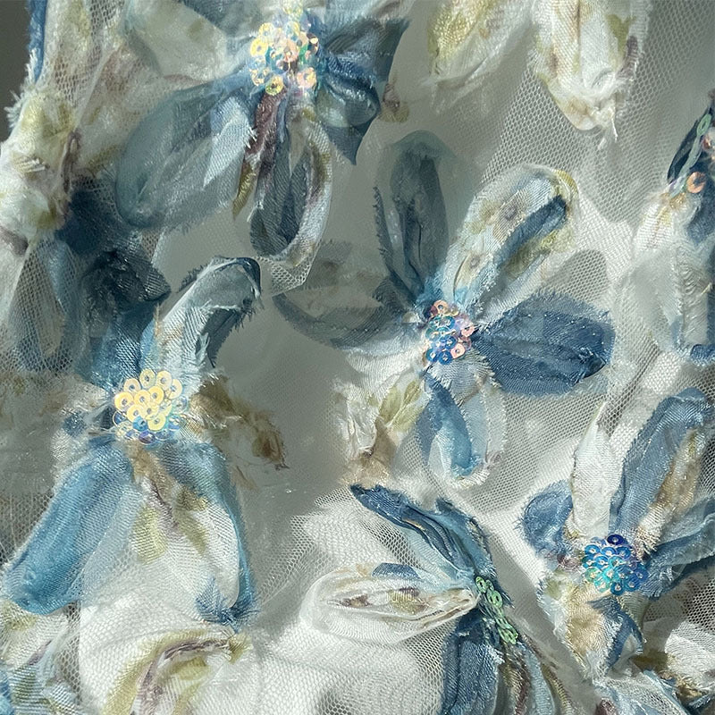 Heavy Industry Three-dimensional Flower Sequined Fairy Gauze Skirt