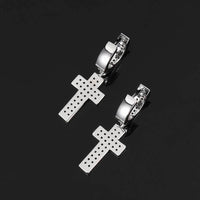 New Double Row Hip Hop Stud Earrings Micro Inlaid Zircon