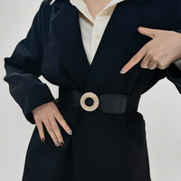 New Ladies Diamond Inlaid Rhinestone Elastic Elastic Belt Simple Round Buckle Skirt Shirt Decoration Suit Belt