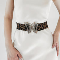 Fashion Women's Butterfly Belt Elastic Elastic Buckle Waist Seal Decorative Shirt Dress Waist Trim