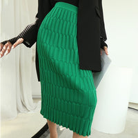 Knitted Skirt Mid-length Straight Package Hip High Waist
