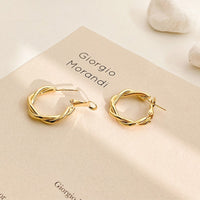 Fried Dough Twists Knitted Port Style Earrings Gold Circle Female Vintage Earrings High Class Atmosphere Earrings - Chic Angle