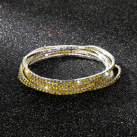 Diamond-embedded Stretch Bracelet 2mm Single Row Color