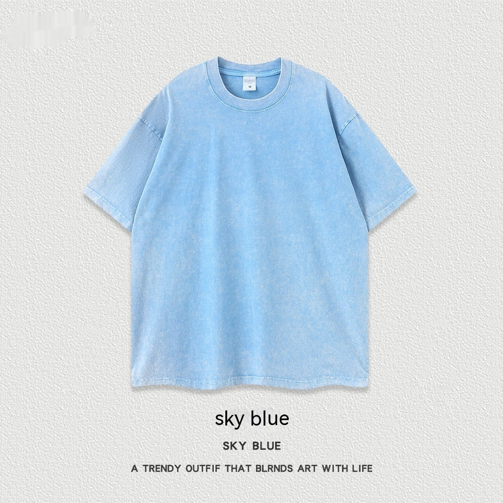 Women's American-style Distressed Linen Cotton Short Sleeve