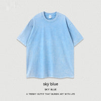 Women's American-style Distressed Linen Cotton Short Sleeve