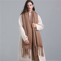 European And American Plus Long Scarf Winter Cashmere Warm All-matching Solid Color Scarf Men And Women Fashion Tassel Scarf New