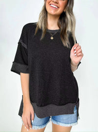 New Round Neck Loose Patchwork Sweater T-shirt