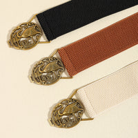 Simple Retro Elastic Belt Metal Hollow Buckle Red-crowned Crane Elastic Waist Elegant Female Fashion Accessories