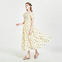 High-end Gentle French Square Collar Temperament Vacation Elegant Dress Trendy