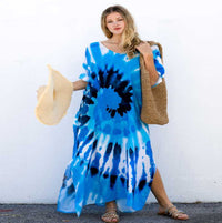 Rayon Printed Blooming Loose Vacation Robe Beach Dress Bikini Sun Protection Shirt