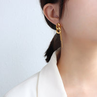 Ins Style Thick Chain Tassel Titanium Steel 18K Gold Earrings