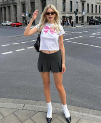 Fashion Sexy Hot Girl Crop-top Short Sleeve T-shirt Solid Color Printing - Chic Angle