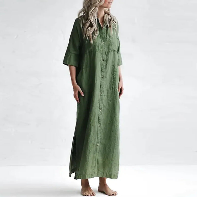 Casual Simple High Waist Solid Color Dress