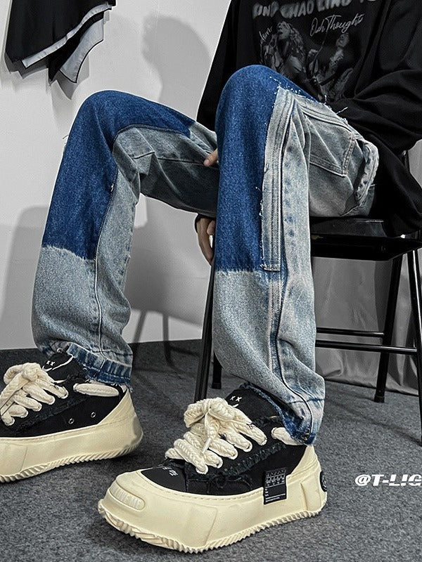 Black Bootcut Raw Hem Jeans Male