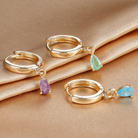 Micro Inlaid Zircon Drop-shaped Colorful Crystals Earrings