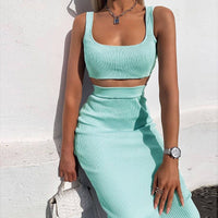 Vest High Waist Midi Skirt Fashion Suit Women