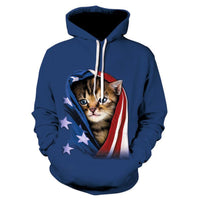 Women's 3D Digital Printing L Hooded Pocket Pullover Sweater