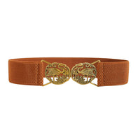 Simple Retro Elastic Belt Metal Hollow Buckle Red-crowned Crane Elastic Waist Elegant Female Fashion Accessories