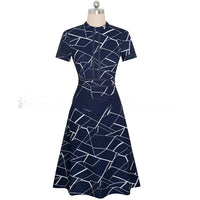 Round Neck Short Sleeve Slim Fit Slimming Elegant Graceful Business Dress