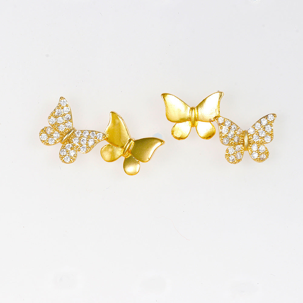 Double Butterfly Trendy Piercing Cartilage Ear Studs