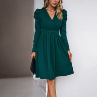 Women's Fashion Elegant V-neck Long-sleeve Dress