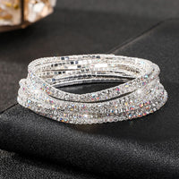 Diamond-embedded Stretch Bracelet 2mm Single Row Color