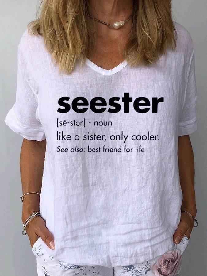3d Printed V-neck Loose Women's T-shirt Short Sleeve - Chic Angle