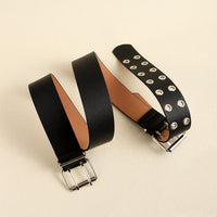 Women's Fashion Double Buckle Casual Belt Hip Hop Punk Hollow Air Belt