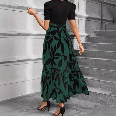 Women's Spring And Summer Wear Popular Floral Print Round Neck Exotic Vacation Style Elegant Dress