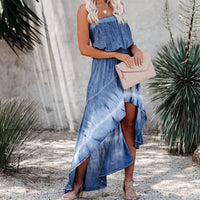 Spring And Summer Vacation Women's Tie-dye Asymmetric Skirt Dress