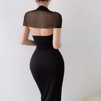 Women's Square Neck Hanging Neck Mesh Dress