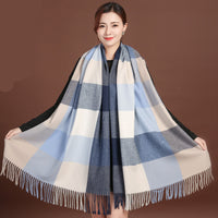 Autumn Winter New Women British Cashmere Checked Scarf Female 200x70 Double Side Warm Plaid Tassel Shawl Scarf