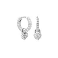 Silver Needle Special-interest Design Rhinestone Heart-shaped Earrings For Women