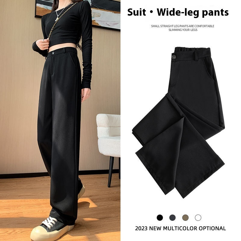 High Waist Drooping Straight Mopping Pants Black Wide Leg Pants