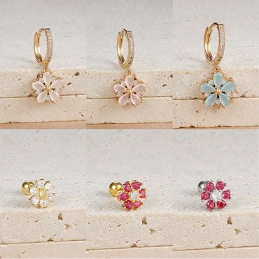 Micro Inlaid Zircon Petal Pendant Earrings For Women