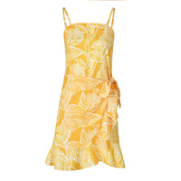 USA SIZE Leaf Print Sling Chiffon Dress Sexy Beach Seaside Vacation Irregular Skirt