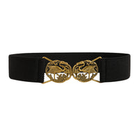 Simple Retro Elastic Belt Metal Hollow Buckle Red-crowned Crane Elastic Waist Elegant Female Fashion Accessories