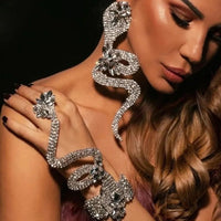 Niche Design Rhinestone Snake Earrings