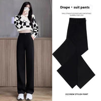 High Waist Drooping Straight Mopping Pants Black Wide Leg Pants