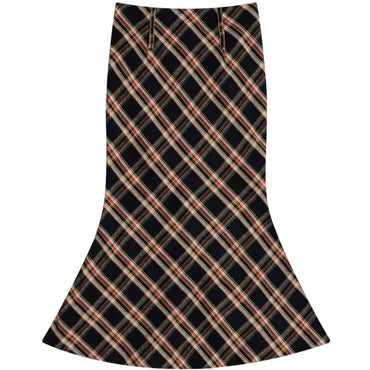 Plaid Mid Length Plaid Half Length Fishtail Skirt