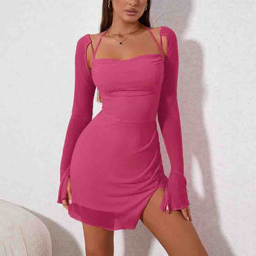 Solid Color Backless Hanging Neck Halter Dresses
