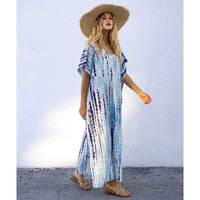 Rayon Printed Blooming Loose Vacation Robe Beach Dress Bikini Sun Protection Shirt