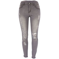 Women's Fashion Elastic Slim Fit Ripped Skinny Jeans